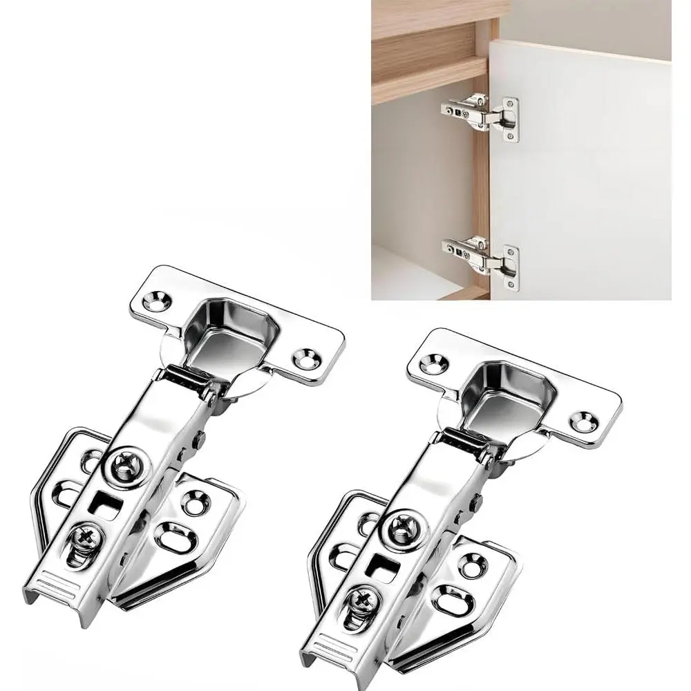 2 Pack 100  Frameless Soft Close Cabinet Hinges, 105  Hydraulic Damper Hinge, 35mm Cup Cold Rolled Steel Adjustable Cabinet Door Hinges with Mounting Screws