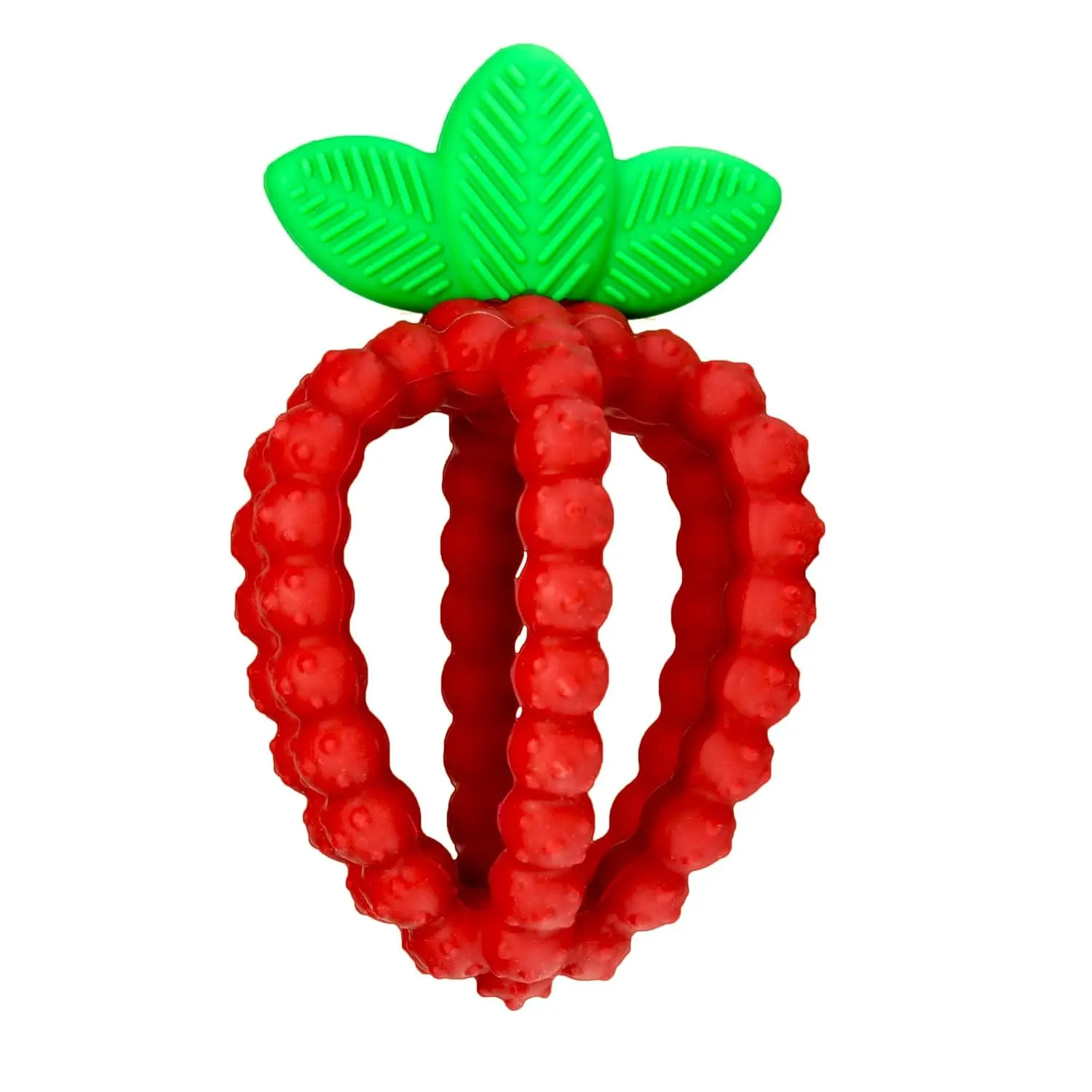 Silicone baby teething toy – features textured, raised berry-shaped bumps to soothe your baby’s discomfort during teething.The fruit-shaped design is easy for babies to grip.BPA-free, it helps relieve pressure on both front and back teeth.Perfect as a