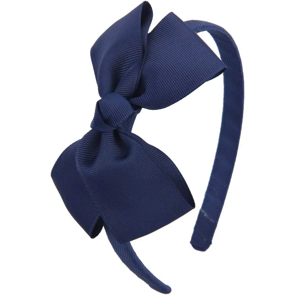 Girls' Solid Navy Blue Preppy Large-Bow Headband - Cute Back to School Hair Accessory for Girls Toddlers