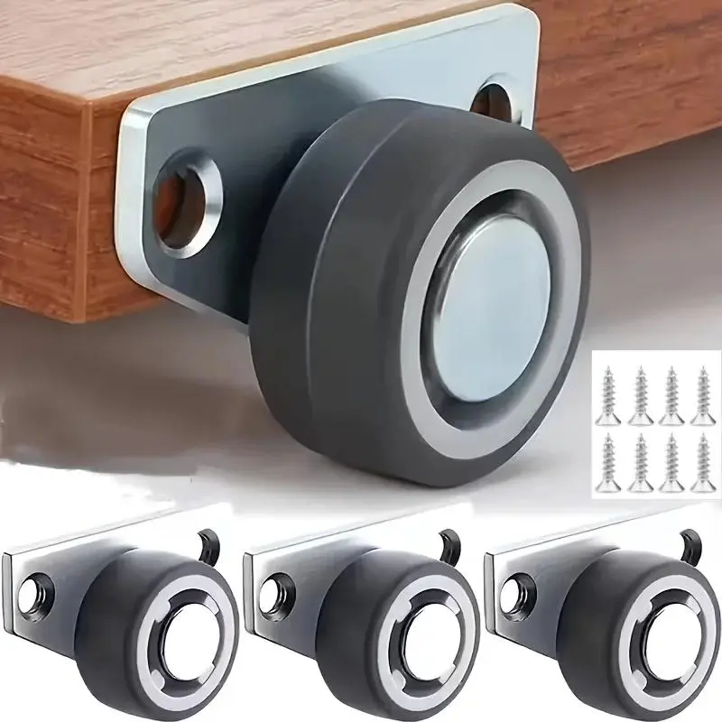 Small Side Mount Caster Wheels, Mini Low-Profile Silent Casters, Drawer Rollers for Under-Bed Storage Drawers, Trays & DIY Furniture, Vertical Mount Fixed Wheels To Fix Sagging Doors