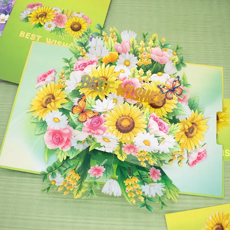 3D Pop-Up Thank You Card, includes an envelope and message card, rose and sunflower designs, suitable for all occasions, including Teacher’s Day, Thanksgiving, business gratitude, Thank You Cards With Envelopes