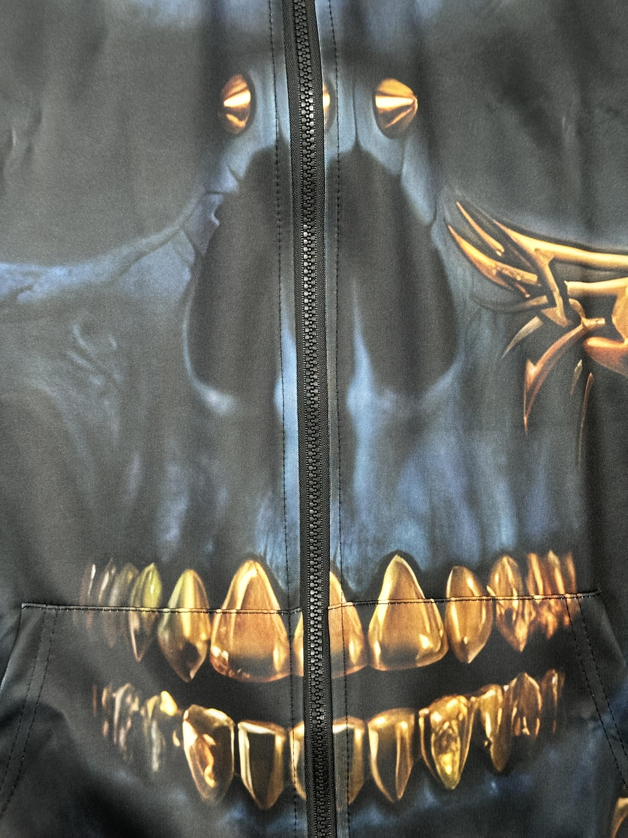 Men's fashionable casual novel skull pattern printed zipper pocket hoodie