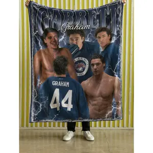 Elle Kennedy Off-Campus Series Fictional Hockey Boyfriend Vintage Bootleg Style Fleece Blanket - Choose Garrett Graham, John Logan, Dean Di Laurentis, or Tucker - Cozy Briar U Reading Throw