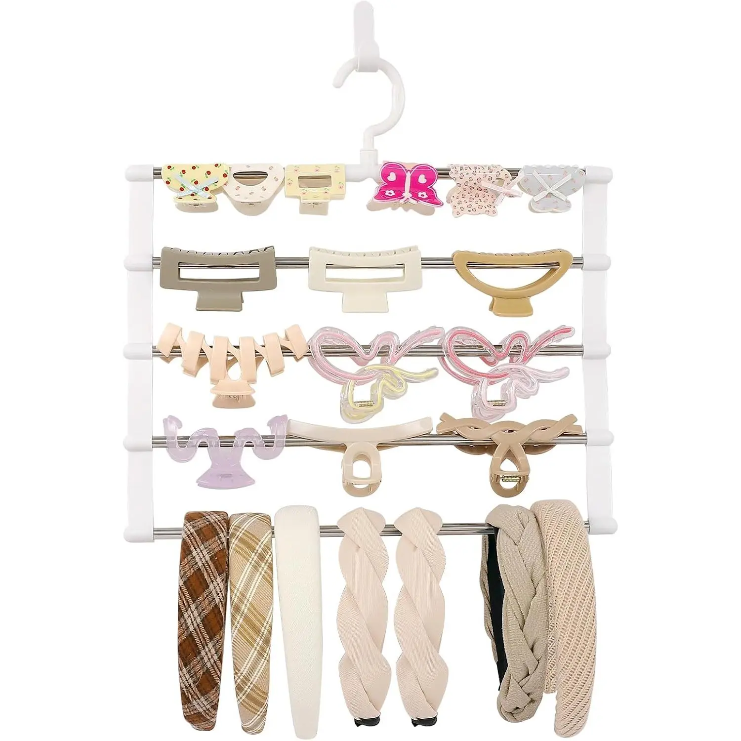 Stainless Steel 5-Tier Wall  Claw Clip Organizer | Hair Accessories Organizer,Headband Organizer,for Girls & Women & ,Claw Clip Holder,,Bathroom