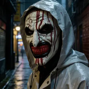 Halloween Horror Clown Mask with Hat, Party Costume Accessory, Random Color, Perfect for Halloween Parties & Events