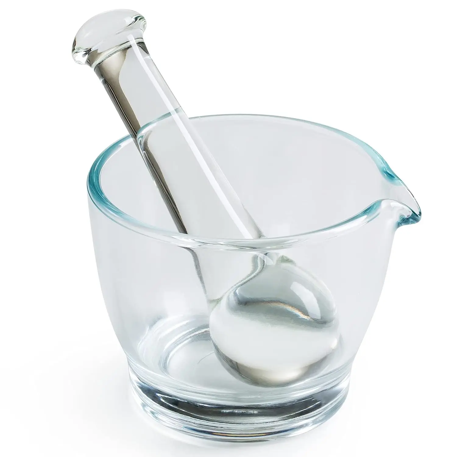 8oz Glass Mortar and Pestle Bowl, Medicine Grinder and Mixer for Pharmacy or Science Lab