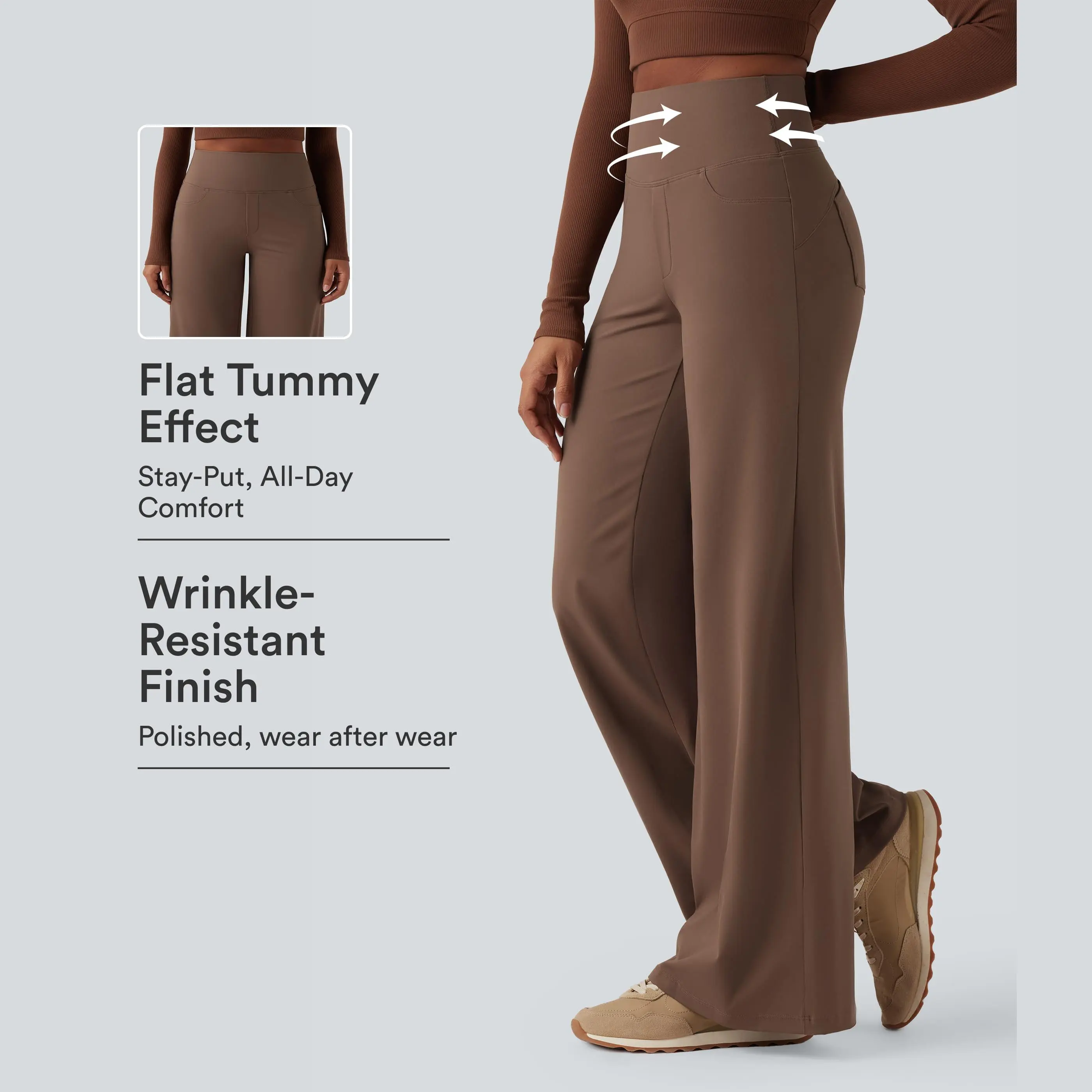 【Creator’s Pick】Halara DayStretch High Waisted Tummy Control Wide Leg Yoga Pants with Pockets