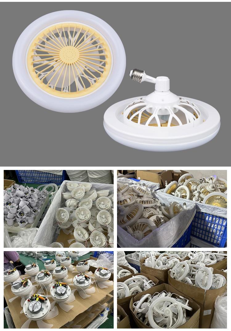 LED Aromatherapy Crystal Fan Light E27 Screw Base Dimmable Plastic Small Integrated Universal Head Fan Lamp for Ceiling