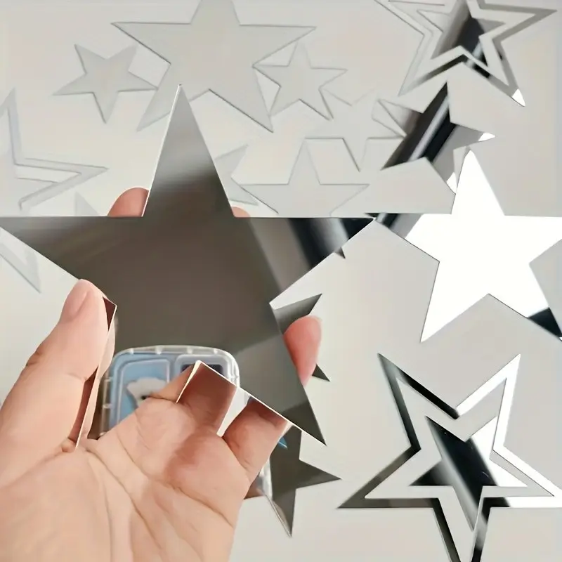 Star Mirror Wall Stickers, Acrylic Self-Adhesive Removable, Decorative, Home Decor for Living Room, Bathroom, Bedroom, DIY Wall Background Layout