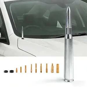 50 BMG Bullet Antenna 6061 Aluminum Short Design 50 Cal Compatible with Chevy Dodge Jeep Ford GMC & More with 10 Adapters for Easy Installation Universal Car Truck Chrome Plated Vehicle Accessories Valve Caps, Car Gadgets, Cars