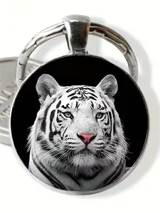 1 PC Fashion DIY Zinc Alloy Keychain, Tiger Pattern, Perfect Gift for Men and Women, Ideal for Weddings, Birthdays, Holidays, Graduations