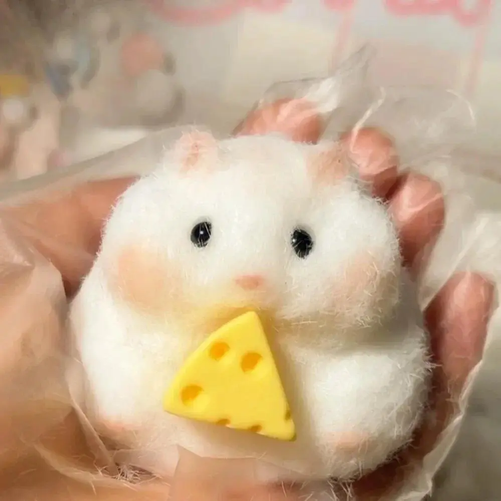 New Handmade Taba Fuzzy Cute Hamster Silicone Mochi Squishy Stress Relief Fidget Toy, Relaxation Gift for Fidgeters, Fidget Toys