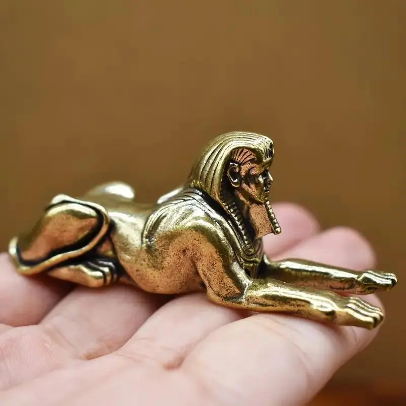 Elegant Vintage Brass Sphinx Statue, Ancient Egyptian Pharaoh Sculpture, Ideal Home Office Coffee Shop Decor, Unique Antique Ornament, Decorative Figurines