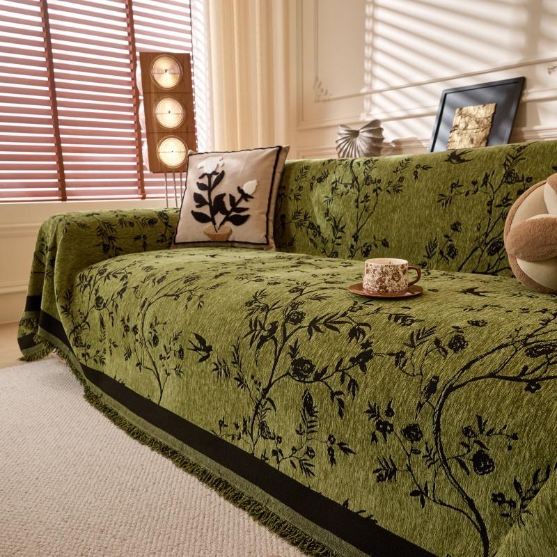 Plant Leaf Pattern Chenille Sofa Cover, 1 Count Soft Slipcover Protector for Living Room Couch, Sofa Decoration Supplies#TOP PICKS