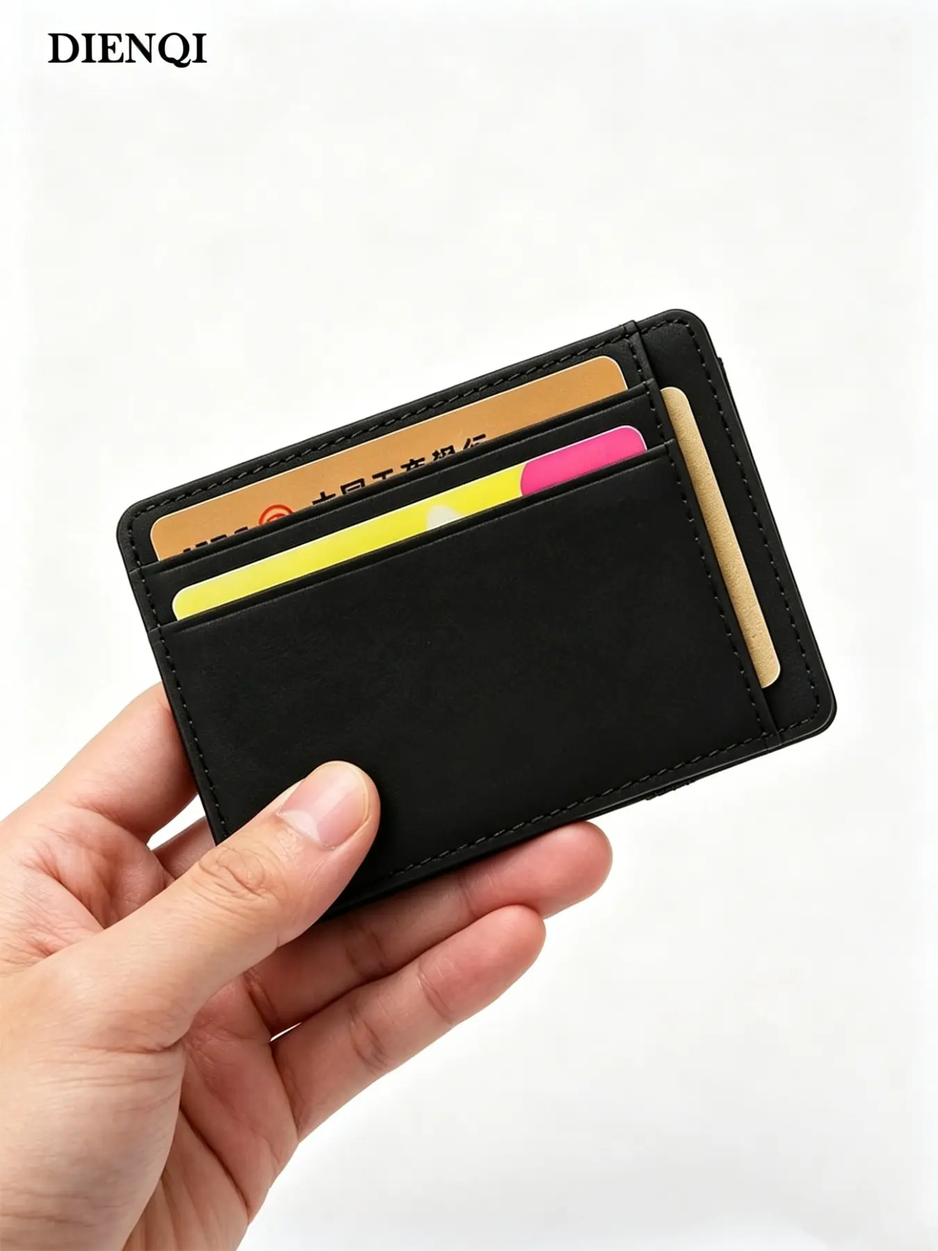 Ultra-Thin Leather Cardholder Wallet, Multi-Compartment Credit Card Case, Pocket-Friendly Minimalist Design, Ideal for Work & Outdoors, Slim Wallet