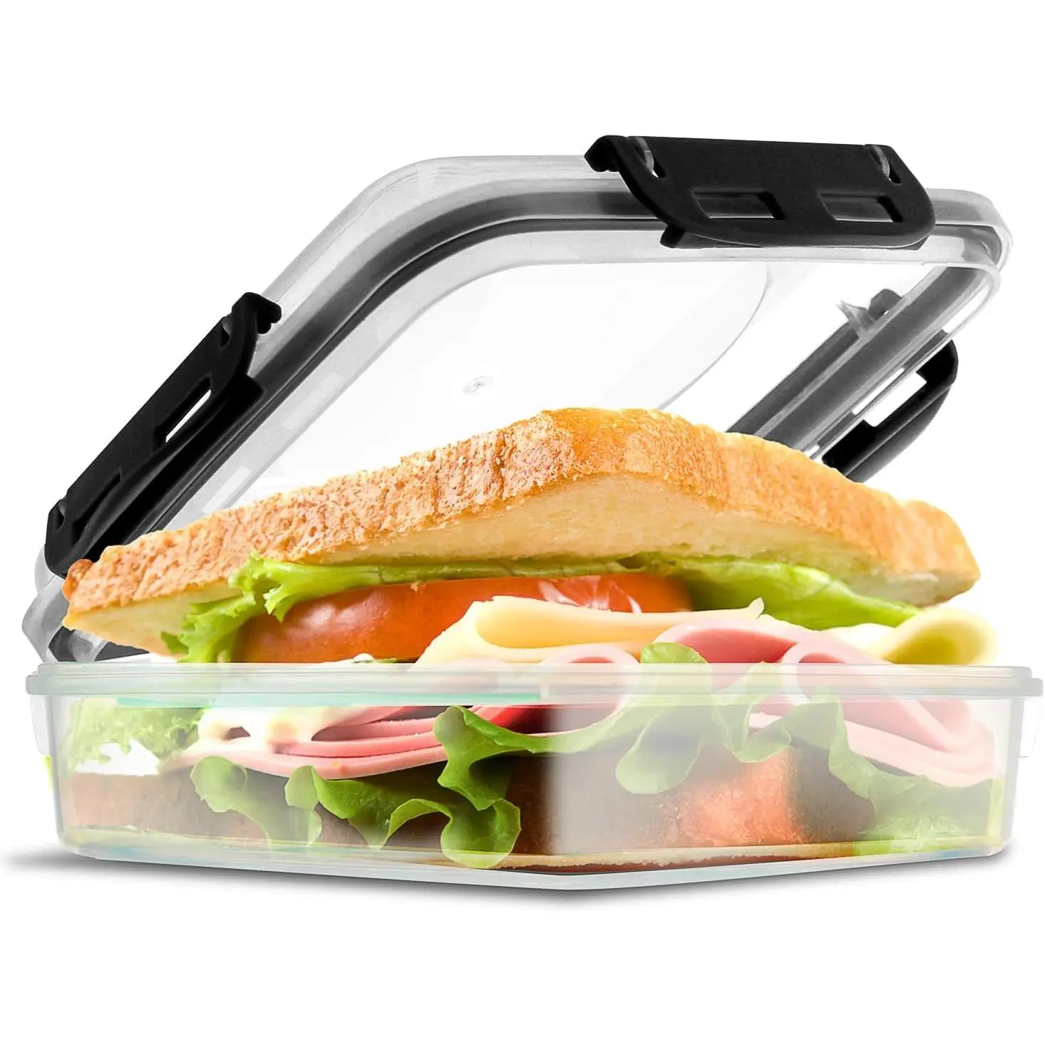 Sandwich Containers & Box -  Lunch Containers for Lunch Boxes - Durable &  Sandwich Holder for Freshness (Black)