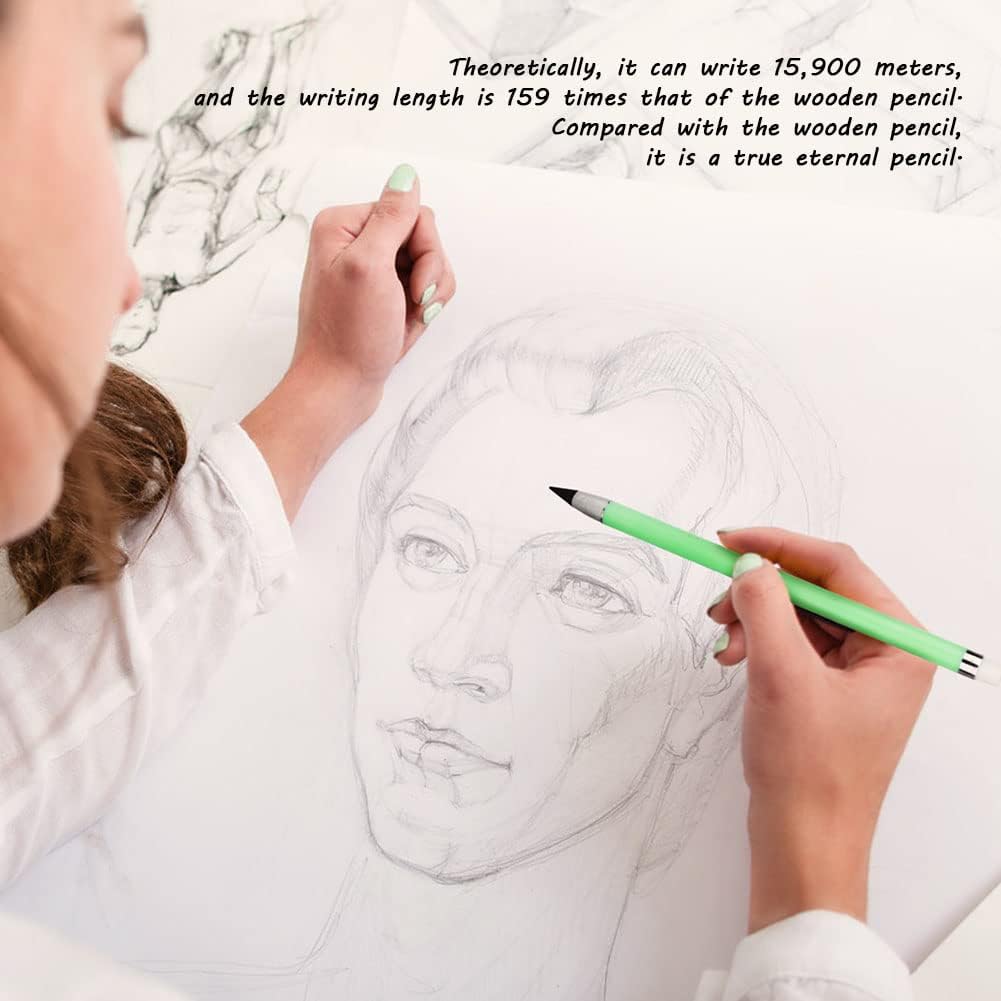 Infinity Inkless Pencil with 7 Replaceable Nibs and 7 Extra Eraser  Everlasting Pencil for Writing, Drawing, School,  Office