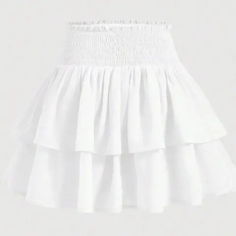 Women's Summer Double Layer Cake Skirt, High Waist Slimming Short Dress, Sweet Hot Girl Versatile Half Skirt, Elegant Lady A-Line Skirt, Cute, Solid Color Skirts