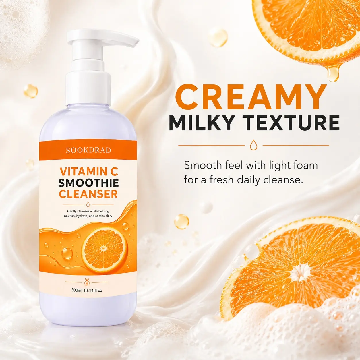 Vitamin C Smoothie Cleanser, Vitamin C, gentle cleansing, Gentle Hydrating Cleanser, nourish skin, hydrate skin, soothe skin, for face, all skin types, 10.14 fl oz, 300ml