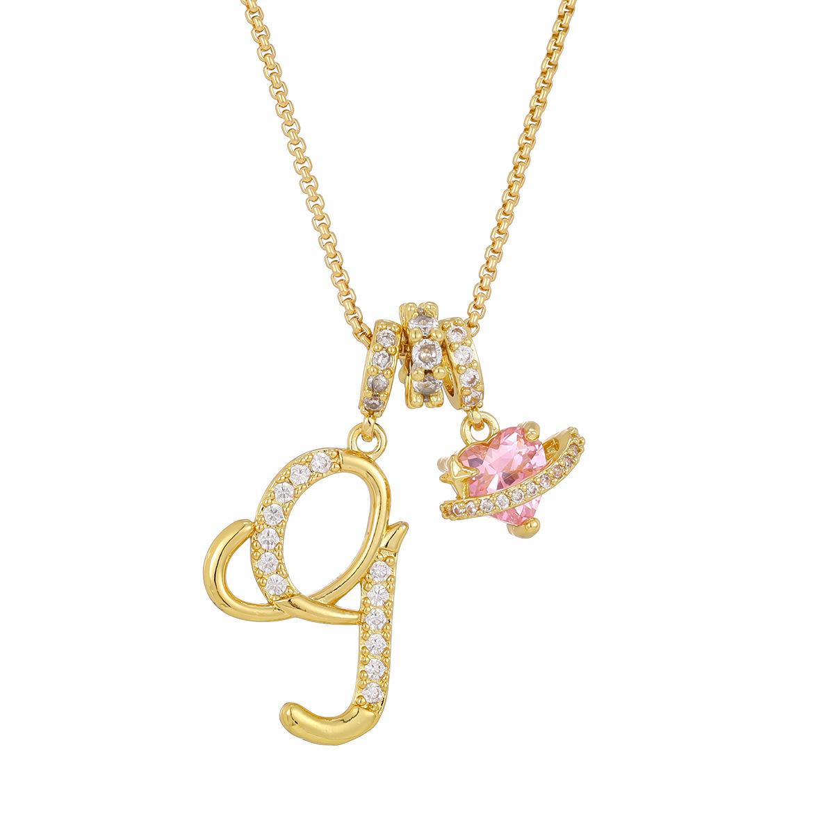 Art Design Letter Necklace Gold 3-Layering Initial A-Z Letter Pendant Necklaces for Women Snake Chain Choker Pink Heart Zircon Adjustable Length Necklace Jewelry For Christmas