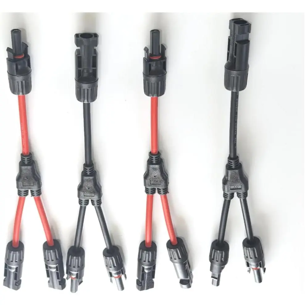 4pcs mc4 y connectors, 30amp Solar Connectors Photovoltaic Panel Adaptor Y Branch Plug 1 To 2 Parallel Connection Of Battery Plate Assembly RV PV Group Line solar panel connectors for Solar Panel