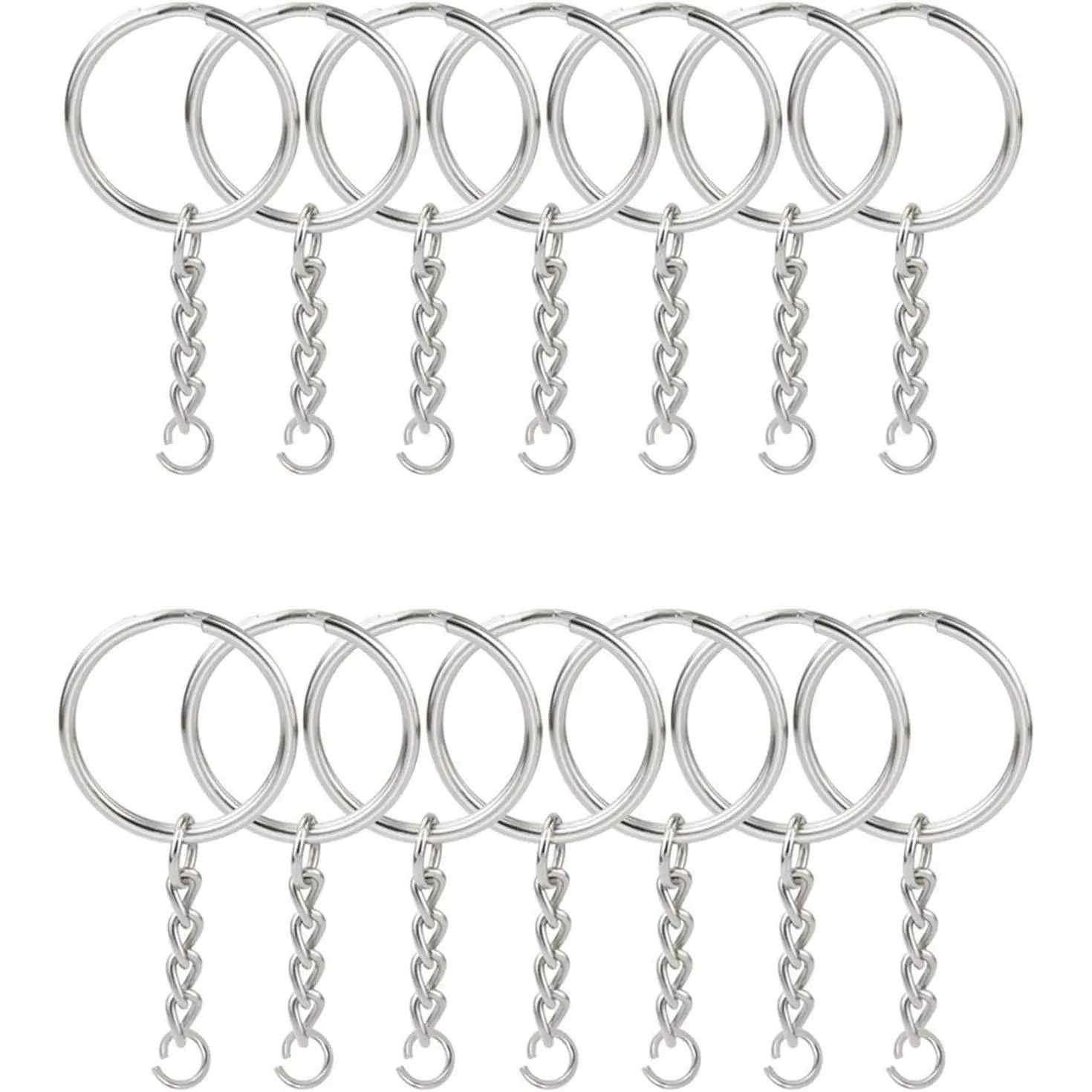 60 count Split Key Ring Kit with Chains & Jump Rings - 1 Inch  Nickel Bulk  Making Supplies for DIY Keychains, Charms, Crafts