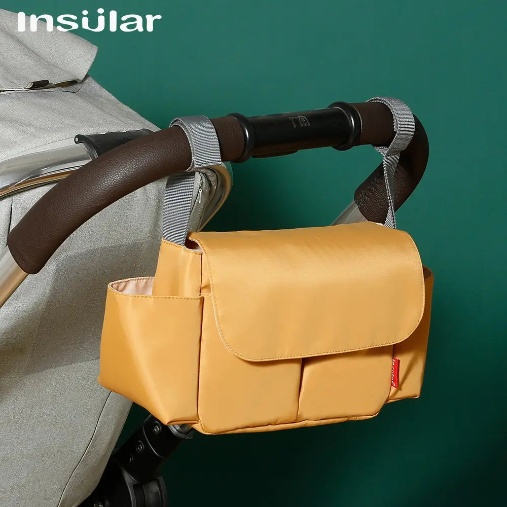 Multifunctional Waterproof Nylon Stroller Organizer Bag, Large Capacity Diaper Bag, Baby Pushchair Hanging Bag, Mommy Bag