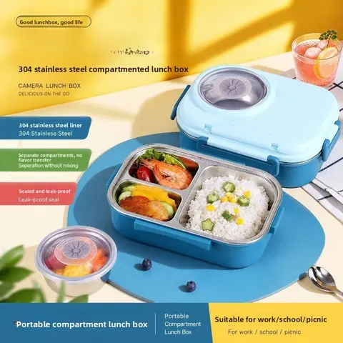 Insulated Stainless Steel Lunch Box, 1000 ML Lunch Box, Thermal Lunchbox, Multi-Compartment Thermal Lunch Container for Work, School, Camping and Picnic, Food Storage Container for Adults and Kids