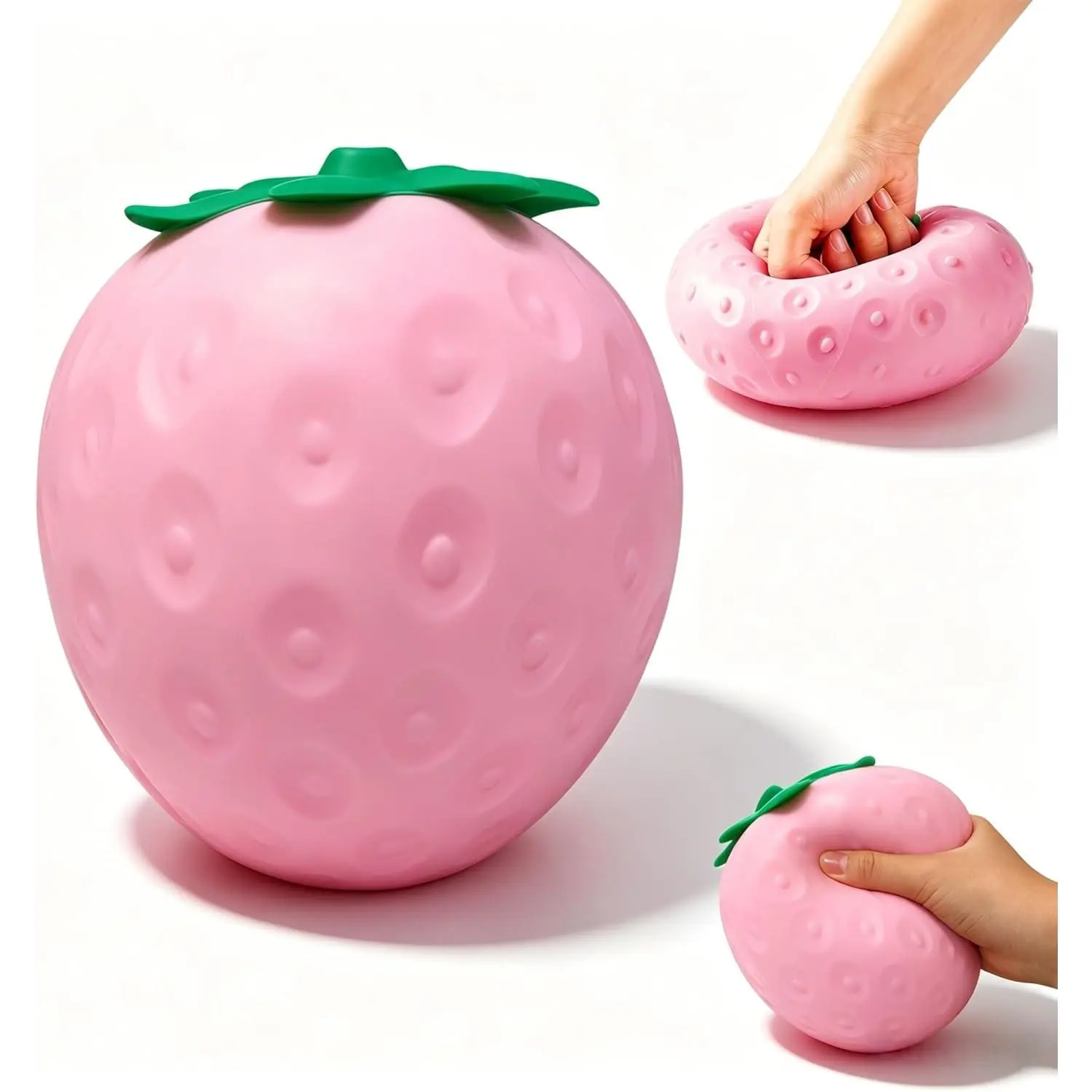 Strawberry Squishy Squeeze Toy – Giant 6" Handmade Food Squishy Toy for Stress Relief & ASMR Squeezing, Cute Sensory Fidget for Adults & Kids, Soft Washable Anxiety Toy (Red)