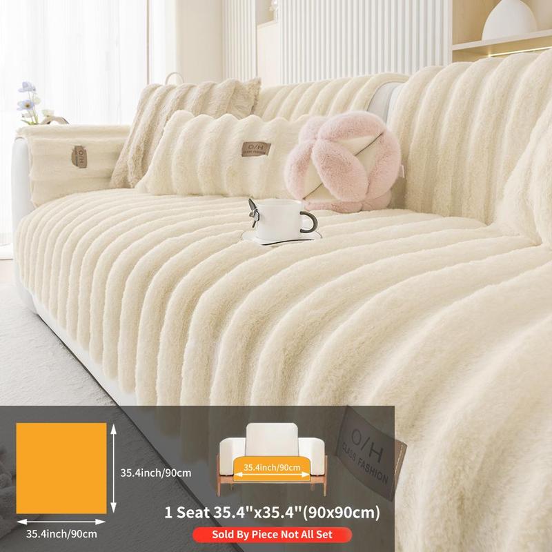 Solid-Color Faux Fur Sofa Cover, Sofa Slipcover, Non-slip & Soft-Comfortable Sofa Mat for Home, Living Room, Dormitory & Hotel #TOP PICKS