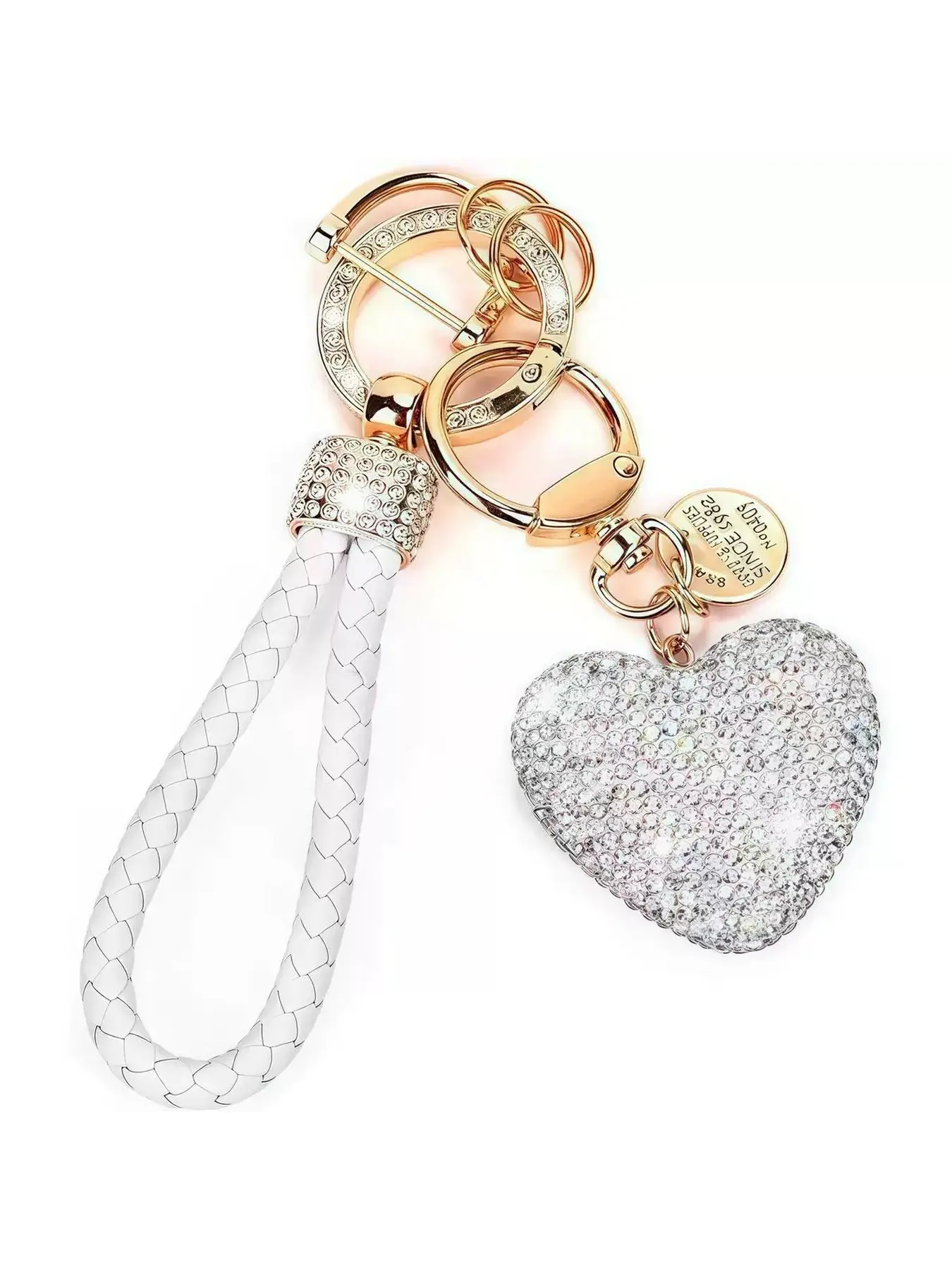 Crystal Keychain for Women with Sparkly Rhinestones Heart Shape, Pretty Key Chains for Women Girls Gifts