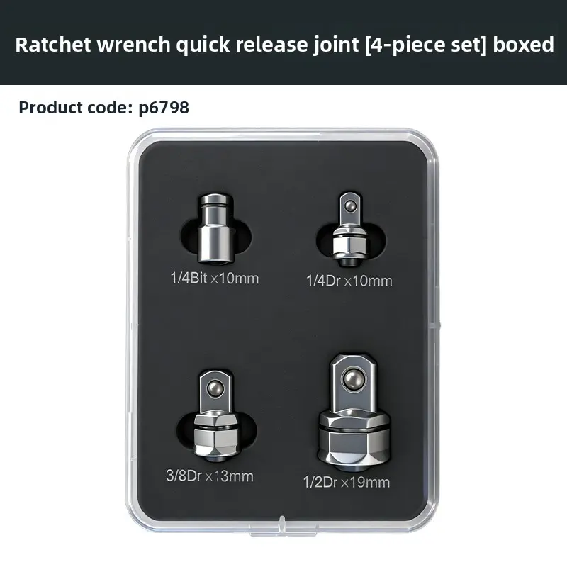Chrome Vanadium Steel Ratchet Drive Adapter Set, Hex External Socket Converters, 1/4" 3/8" 1/2" Drive Size Reducer for Impact & Hand Ratchets