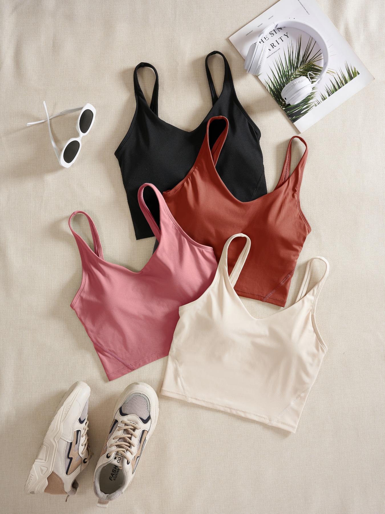 Women's Solid Sports Bra, Quick-Drying Breathable Comfortable Crop Cami Top for Yoga Gym Workout Running, Ladies Sportswear for Indoor and Outdoor Wear