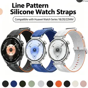 Linear Pattern Silicone Watch Strap – Universal 22mm Fit for Huawei GT6, Samsung & Other Smartwatches, Breathable & Sporty for Summer Rotation