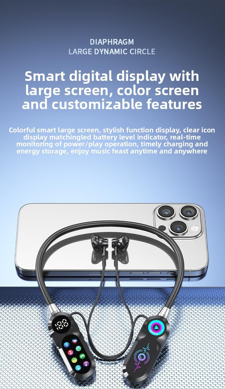 Wireless Neckband Bluetooth Headset for Singing Live Streaming with Real-Time Monitoring & Voice Changer, Long Battery Life & Display, Perfect for Karaoke/Gaming/Travel (No Brand) Portable Speaker Lights