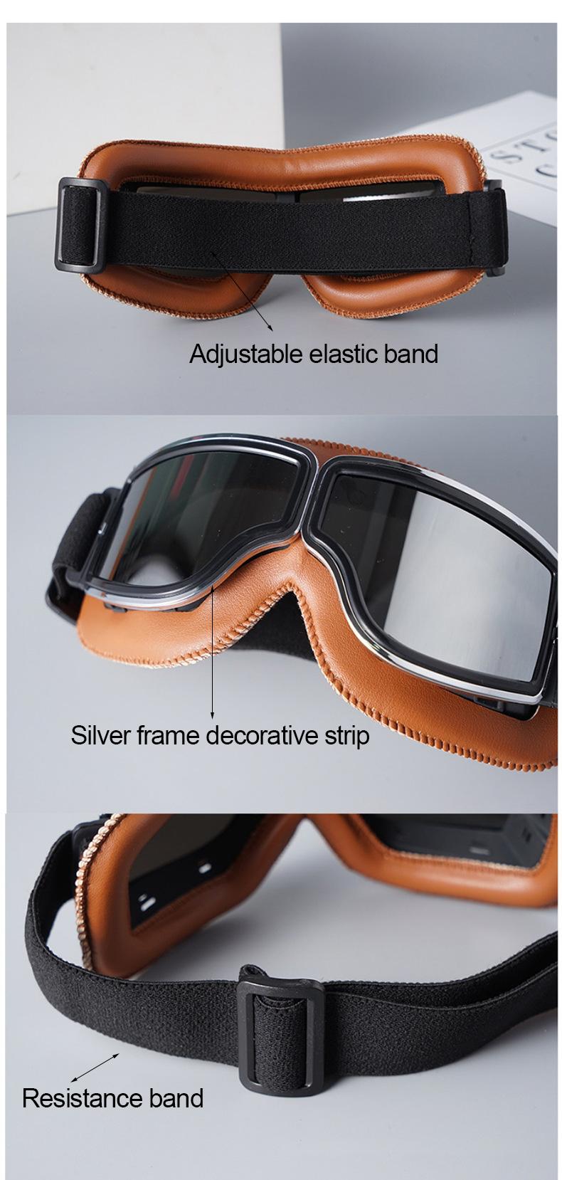 Men's Retro Style Harley Motorcycle Sunglasses UV400 Windpro of Cycling And Skiing protective and Dustproof Goggles  Leather Frame  To Be Used With Helmet