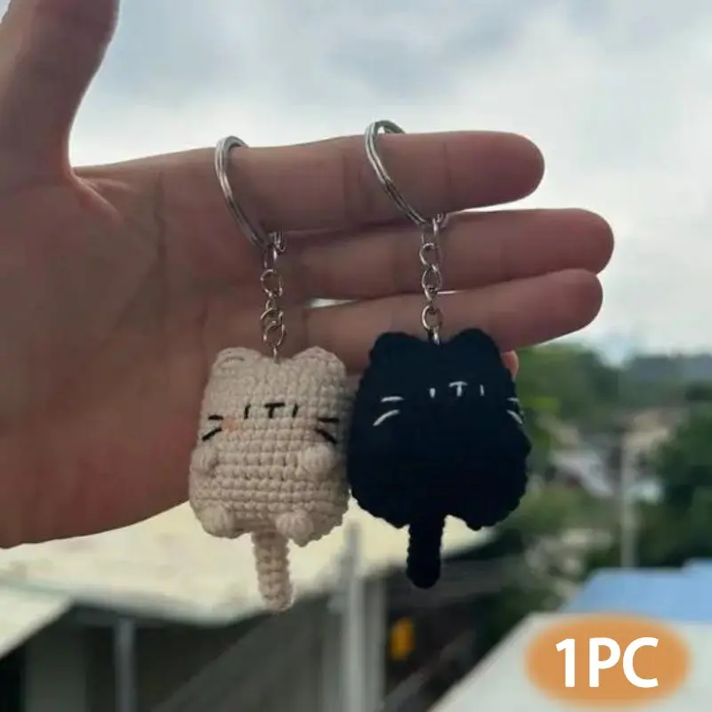 Cute Cat Design Car Keychain, Handmade Crochet Cat Pendant, Keychain for Bag Charm, Phone Pendant, Car Interior Decoration Accessories, Keychain For Car Keys, Keychain Kawaii