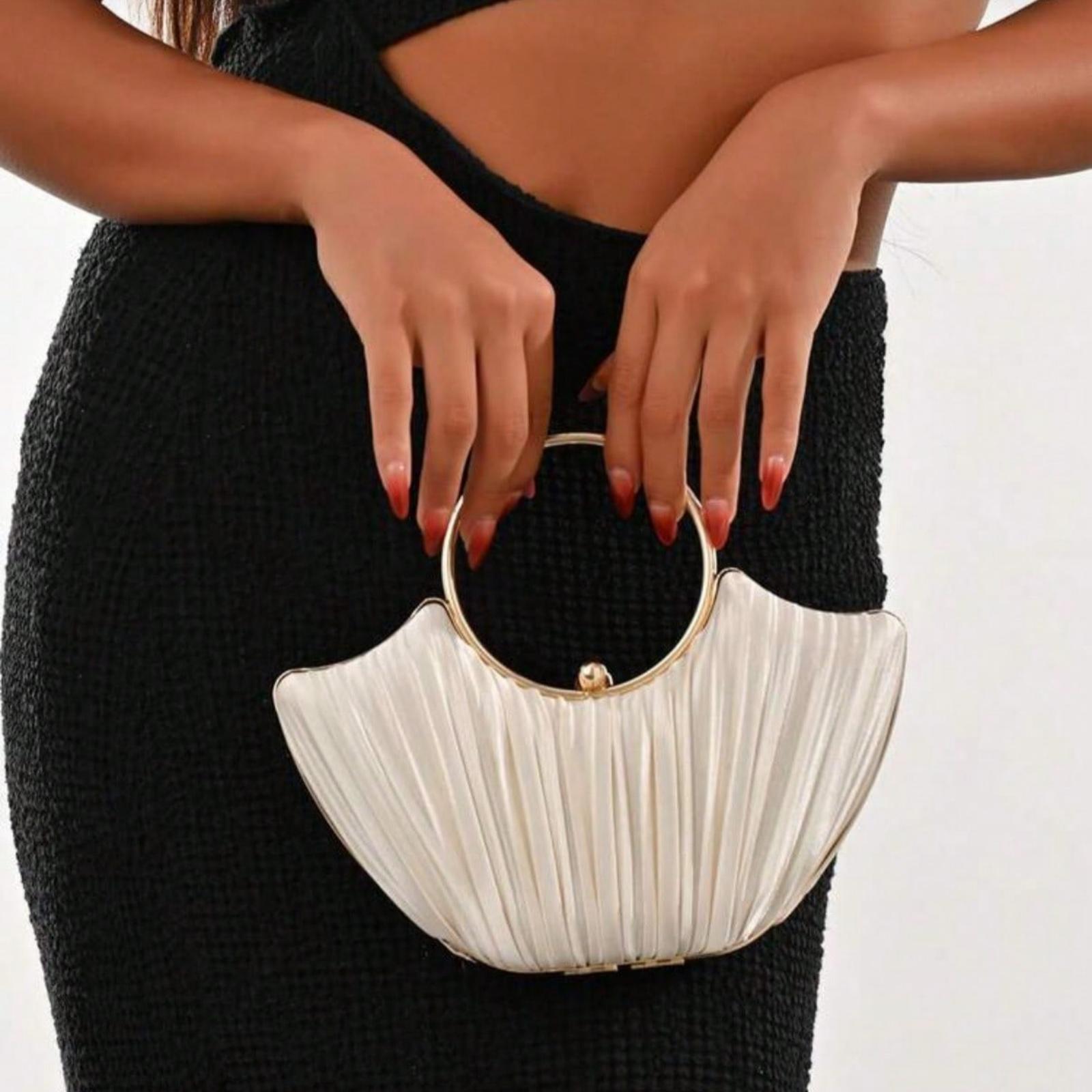 Women's Metallic Luxury Evening Clutch Bag, Elegant Leather Party Handbag with Chain, Small Crossbody, Glitter Formal Clutch Purse Crossbody Bag for Gown, Ball, Wedding, Bridesmaid, Birthday Dress Accessory , New Year