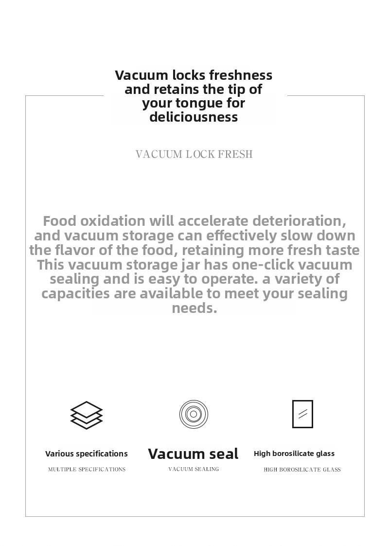 High Borosilicate Glass Sealed Jar 500Ml Black Gold Cap Kitchen Grain Candy Jar Press-Type Vacuum-Sealed Storage Jar