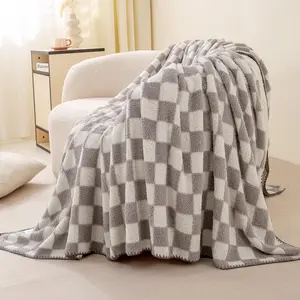Checkered Blanket,  Print Soft Cozy Lightweight Bed Throw Decor, Machine Washable Blankets,Checkerboard-Gray 40" x 50"
