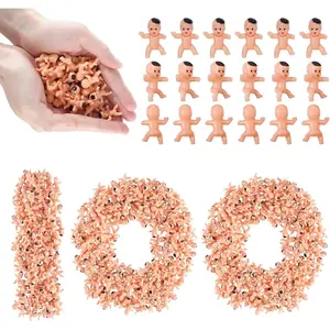 100 PCS Mini Plastic Babies for Baby Shower Games, 1 Inch Babies Bulk for King Cake & Ice Cube, Tiny Baby Figurines for My Water Broke Game