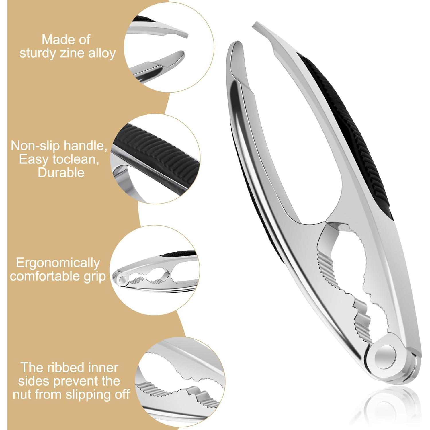 Nut Cracker Walnut Cracker Nutcracker for  Nuts Heavy Duty Nutcracker Tool with Non-slip Handle for Pecan Hazelnuts Almonds Brazil Nuts Crab  Lobster (2 Pack)