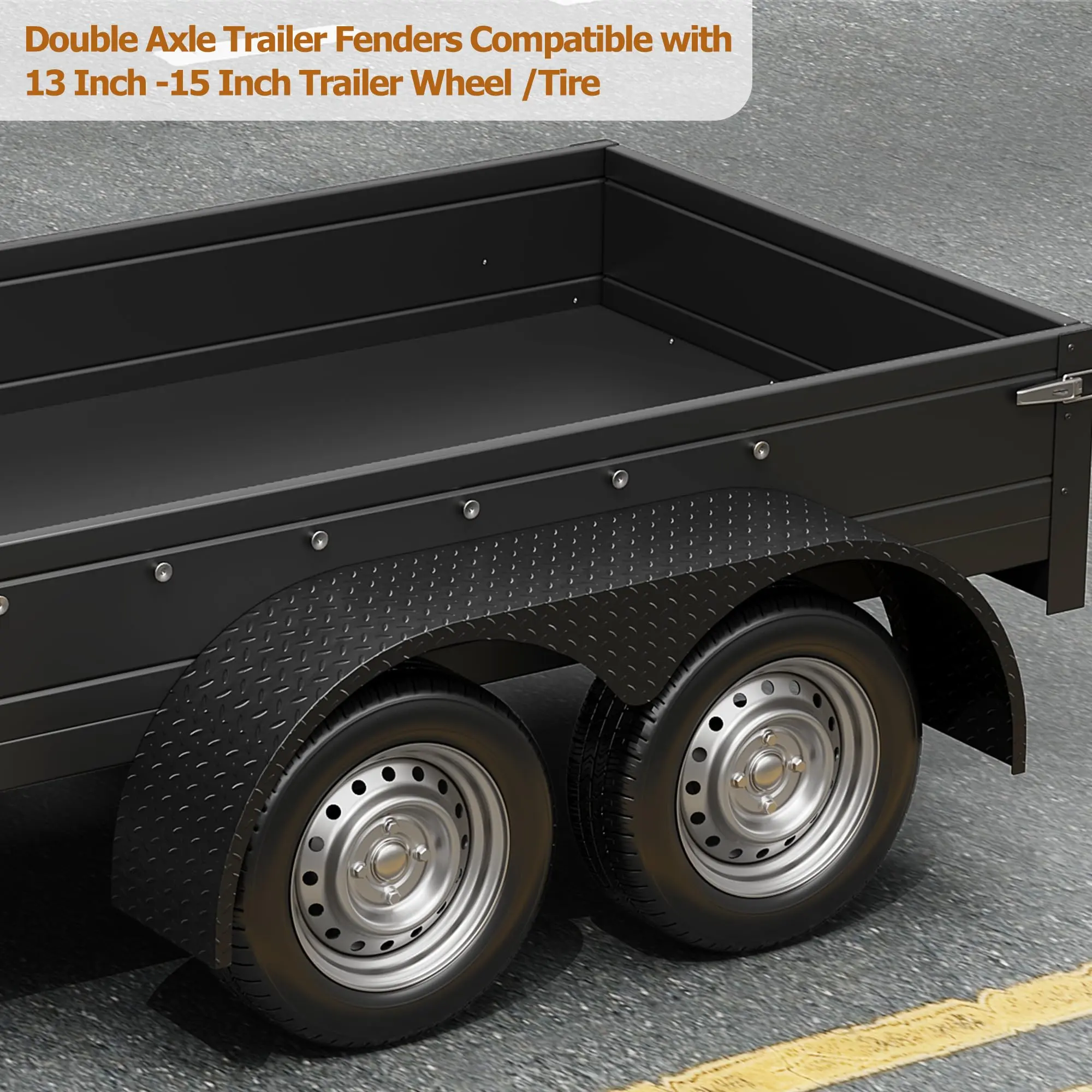 Garvee Heavy Duty Steel Tandem Trailer Fenders 2 Pack - 66 x 9.1 x 20 Inch - Double Axle Teardrop Design - Fits 13-15 Inch Wheels - Durable Mud Guard Replacement for Car Hauler, Cargo & Utility Trailers