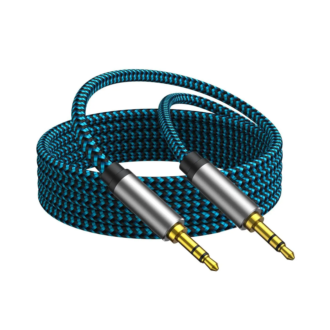 Aux Cord 5ft/1.5M, Nylon Braided 3.5mm Audio Cable Headphone Cable 3.5mm Male to Male Aux Cord for Car, for Headphone,Tablets, Speakers,Intelligent,Noise,portable