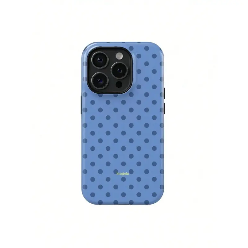 FRAGOLA Cute Jeans Case |     Blue Denim Polka Dot Minimal Suitable For 17/17 Air/17 Pro/17 Pro Max/16 Pro Max/15 Pro Max/14 Pro Max/13 Pro Max/12 Pro Max |     High Quality |     Teenage Girl Gift