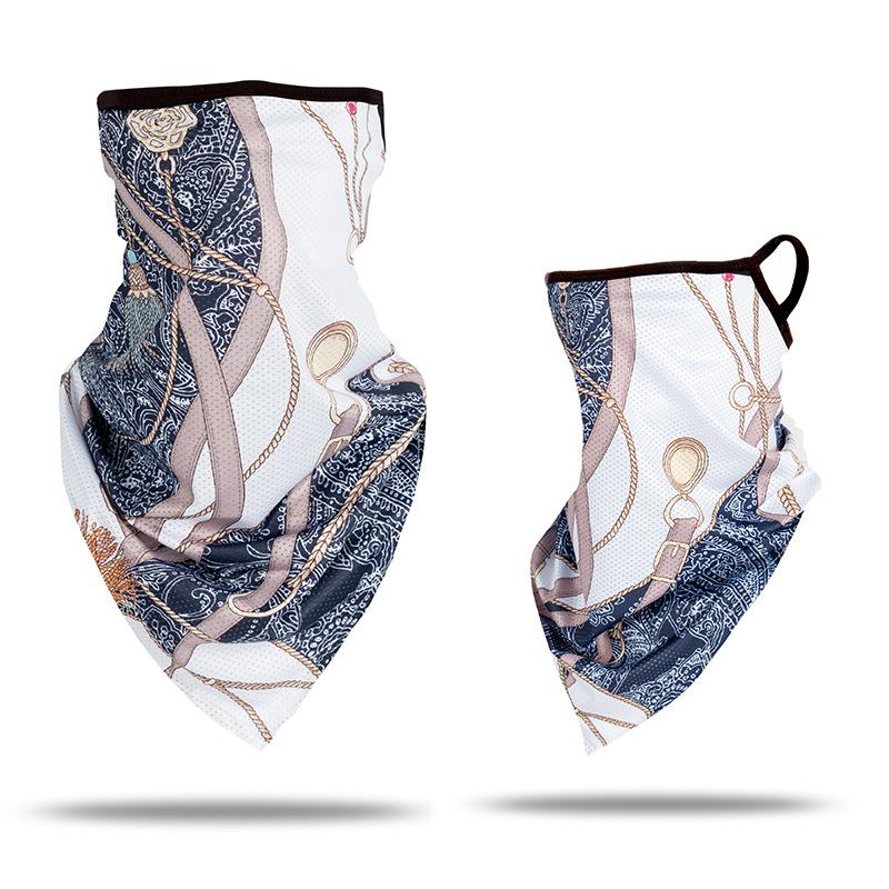 Ice silk ear mask triangular towel neck cover mesh sun protection outdoor cycling fishing windproof scarf men's and women's face towels summer Warm Compression Knee