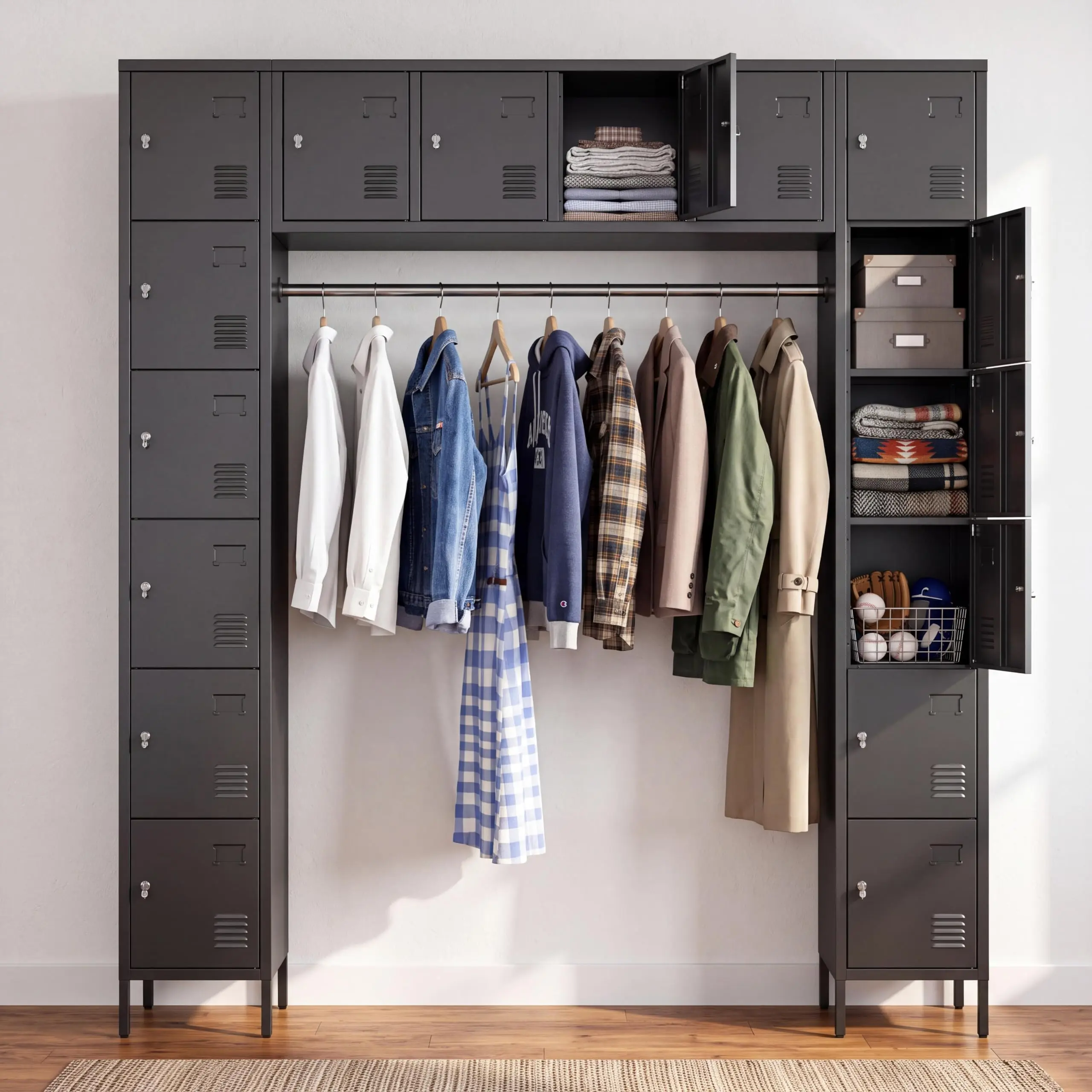 GAOMON 16 Door Metal Locker Cabinet, 72" Tall Steel Storage Cabinet