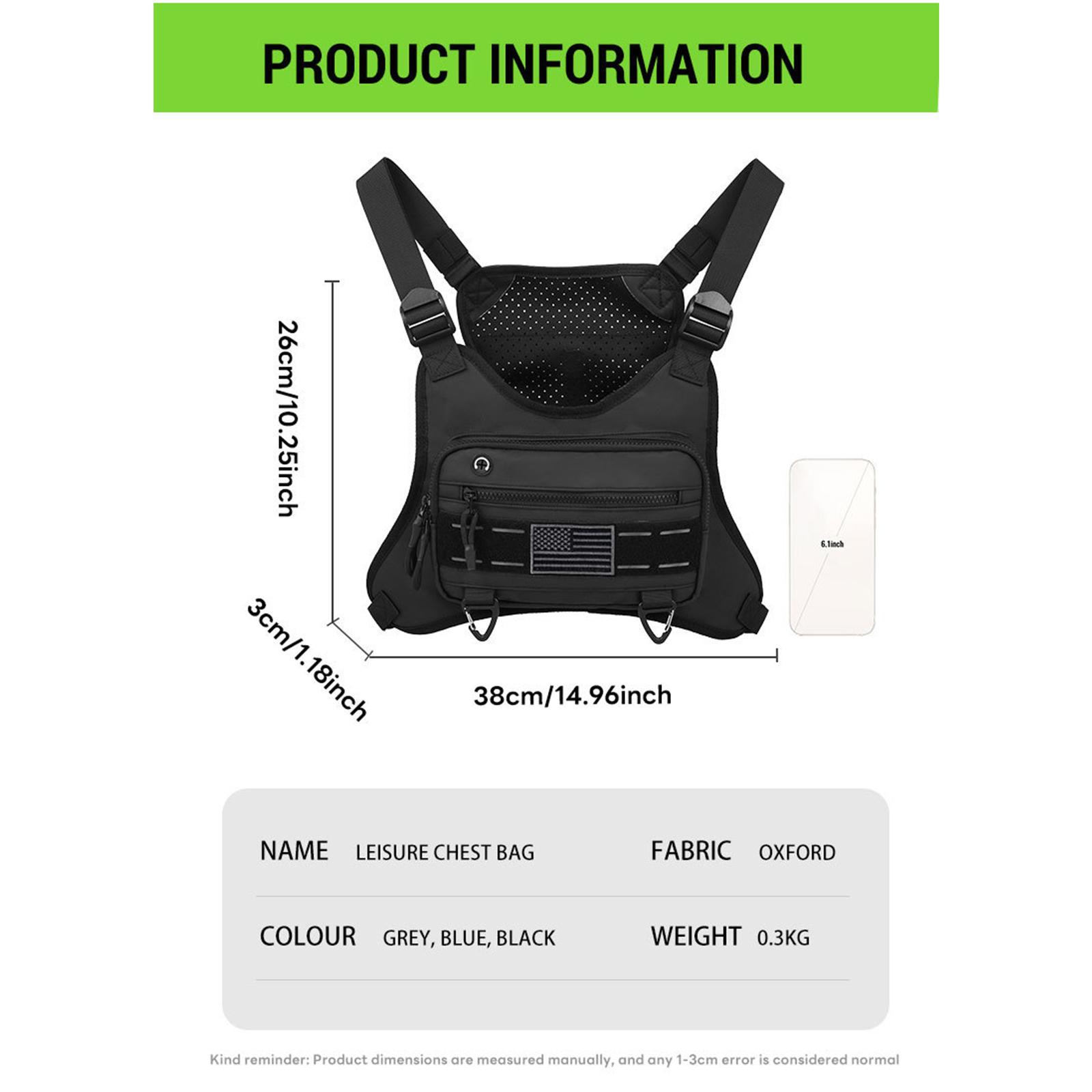 Outdoor Sports Chest Bag Adjustable EDC Travel Chest Pack Anti-Theft Multi-Functional for Workouts Cycling Hiking Motorcycle Accessories NEW