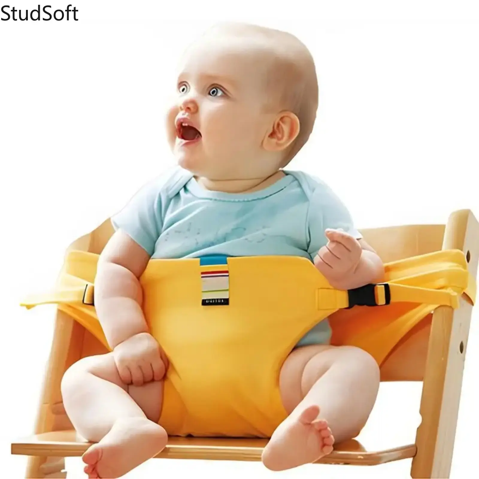 Portable Baby High Chair Harness Seat Fabric Toddler Feeding Safety Belt Adjustable Dining Booster Strap for Travel Home Restaurant Shopping