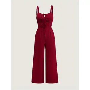 Solid Color Elegant Pleated Jumpsuit